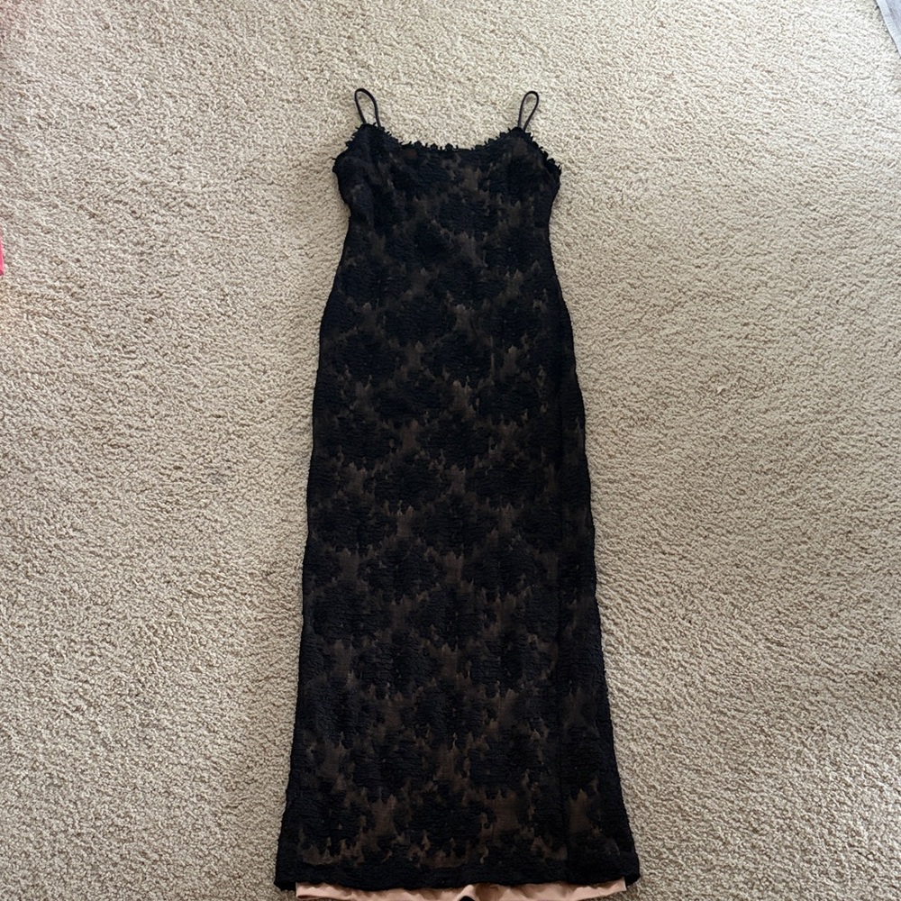 Alex Evenings Black Lace Midi Dress
